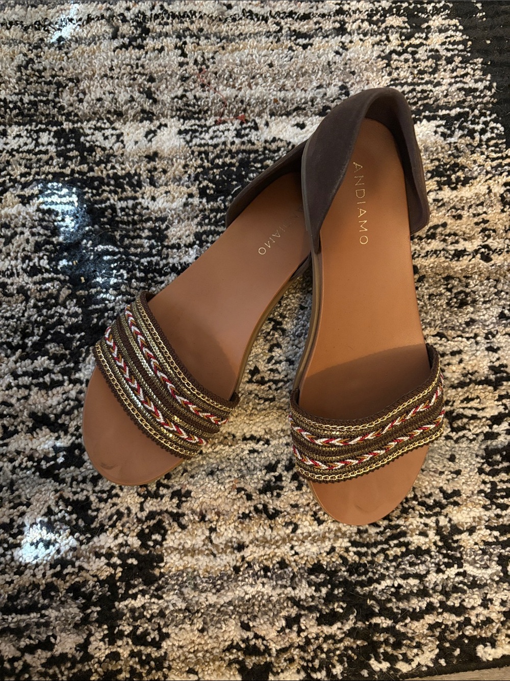 Andiamo Brown Braided Strap Women's Flat Sandals